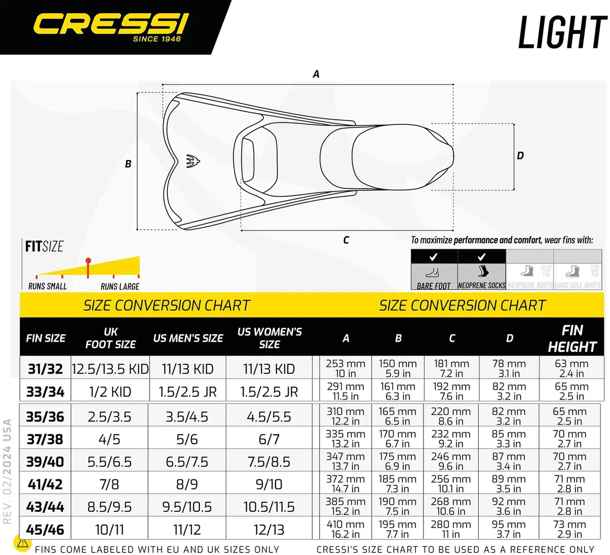 Cressi Light Swim Fins, Blue, EU 41/42 | Agile Short Blade for Pool & Snorkeling - view 5