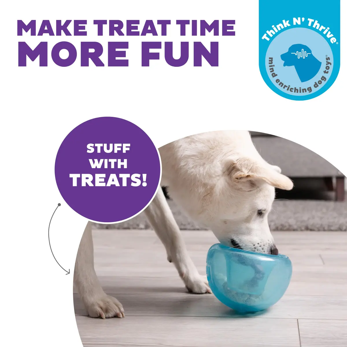 Outward Hound Snoop Interactive Treat Dispenser Dog Toy, Blue, 5" | Mental Stimulation & Slow Feeding - view 4