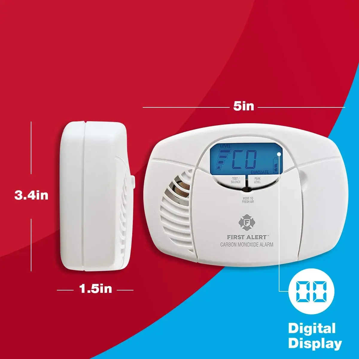 First Alert Battery Carbon Monoxide Alarm with Digital Display & Electrochemical Sensor | 236g (8.3oz) - view 3