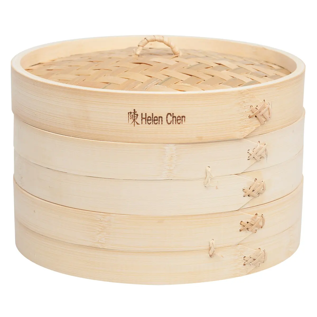 Helen's Asian Kitchen 10-Inch Natural Bamboo Food Steamer Basket with Lid | Traditional 2-Tier Steamer for Dumplings, Dim Sum, Veggies, Fish, Meat - main product image