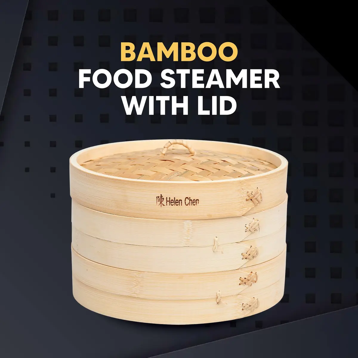 Helen's Asian Kitchen 10-Inch Natural Bamboo Food Steamer Basket with Lid | Traditional 2-Tier Steamer for Dumplings, Dim Sum, Veggies, Fish, Meat - view 8