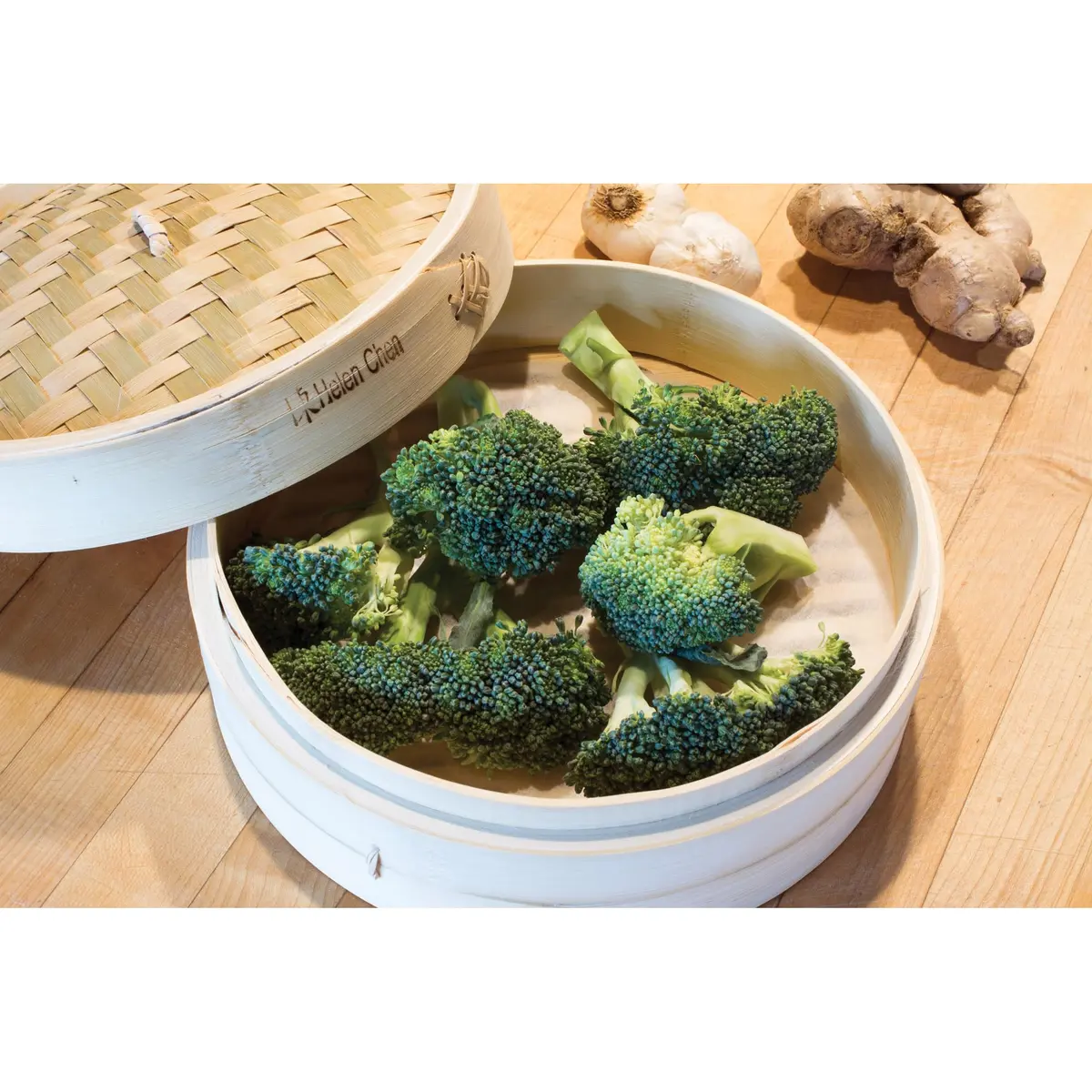 Helen's Asian Kitchen 10-Inch Natural Bamboo Food Steamer Basket with Lid | Traditional 2-Tier Steamer for Dumplings, Dim Sum, Veggies, Fish, Meat - view 9