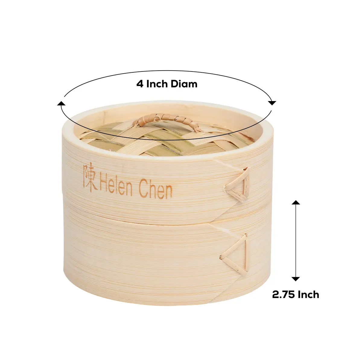 Helen's Asian Kitchen Bamboo Dim Sum Steamer Basket with Lid, 4 Inch (10 cm) 1-Tier | Authentic Asian Cooking - view 2