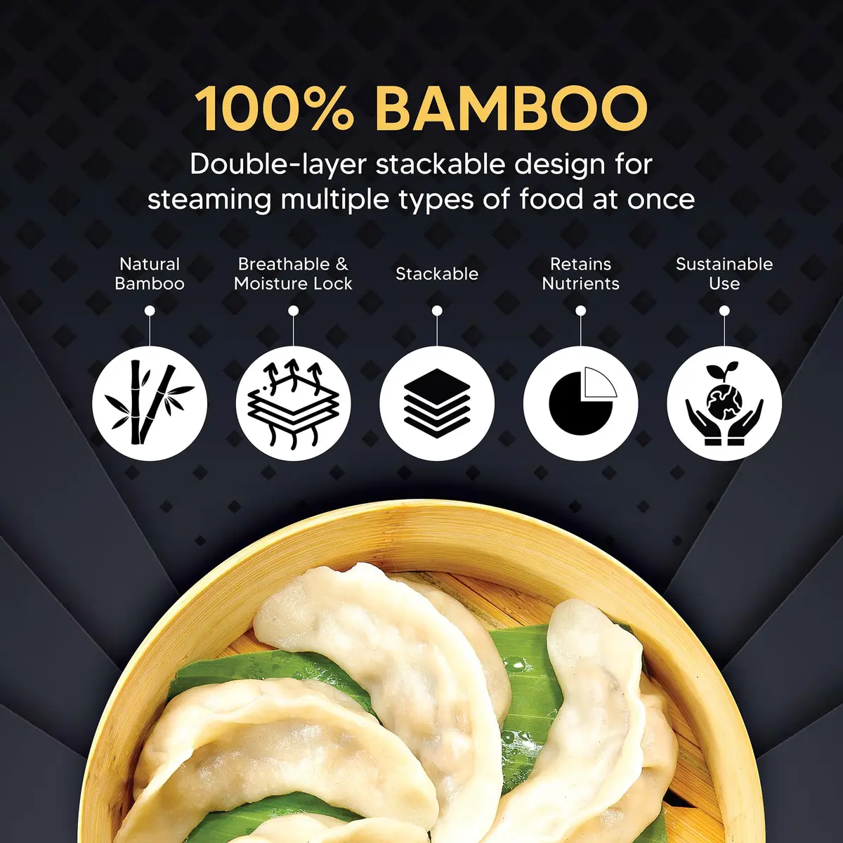 Helen's Asian Kitchen Bamboo Dim Sum Steamer Basket with Lid, 4 Inch (10 cm) 1-Tier | Authentic Asian Cooking - view 4