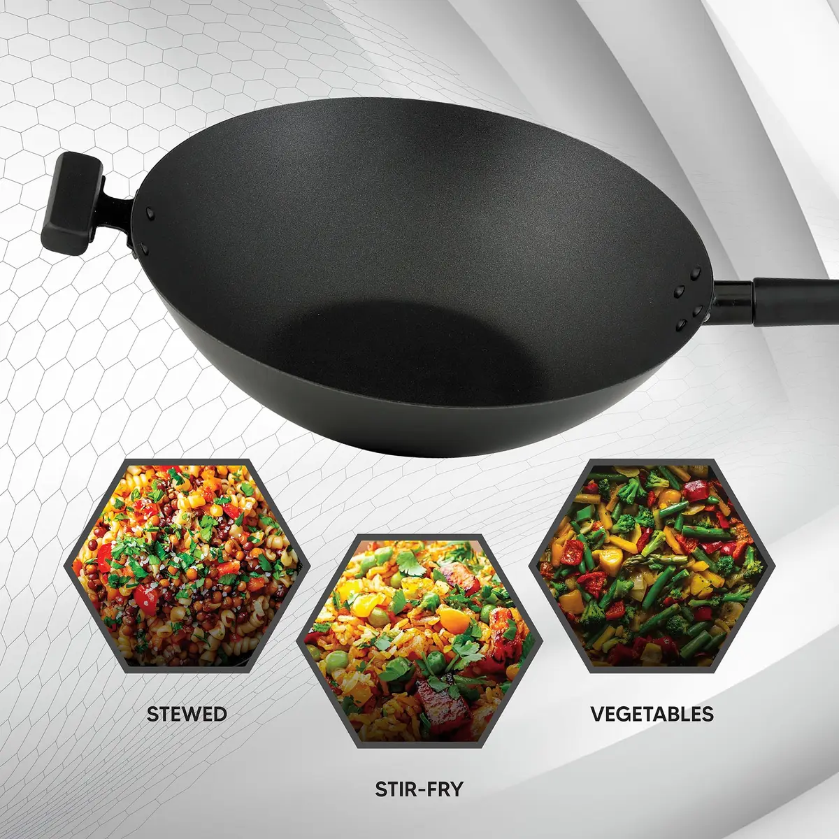 Helen's Asian Kitchen Premium Excalibur Non-Stick Wok, 14-Inch Flat Bottom | Traditional Asian Cooking Performance - view 5