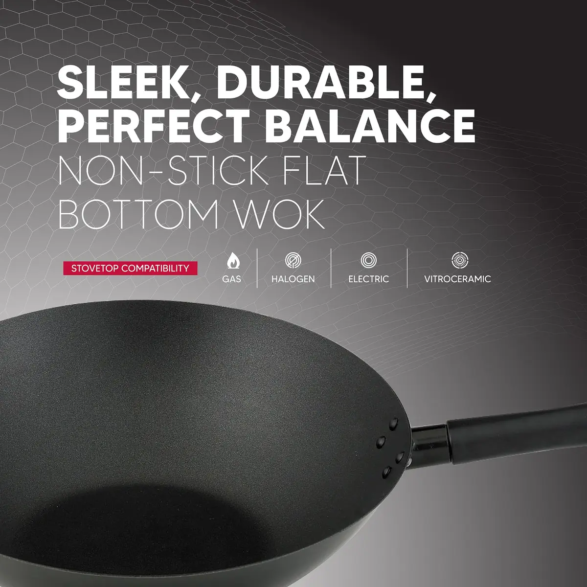 Helen's Asian Kitchen Premium Excalibur Non-Stick Wok, 14-Inch Flat Bottom | Traditional Asian Cooking Performance - view 3