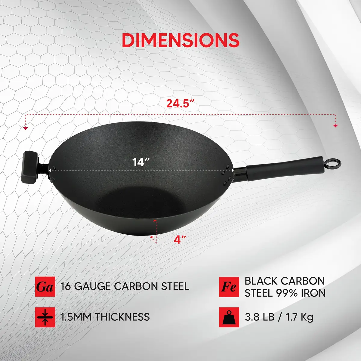 Helen's Asian Kitchen Premium Excalibur Non-Stick Wok, 14-Inch Flat Bottom | Traditional Asian Cooking Performance - view 4