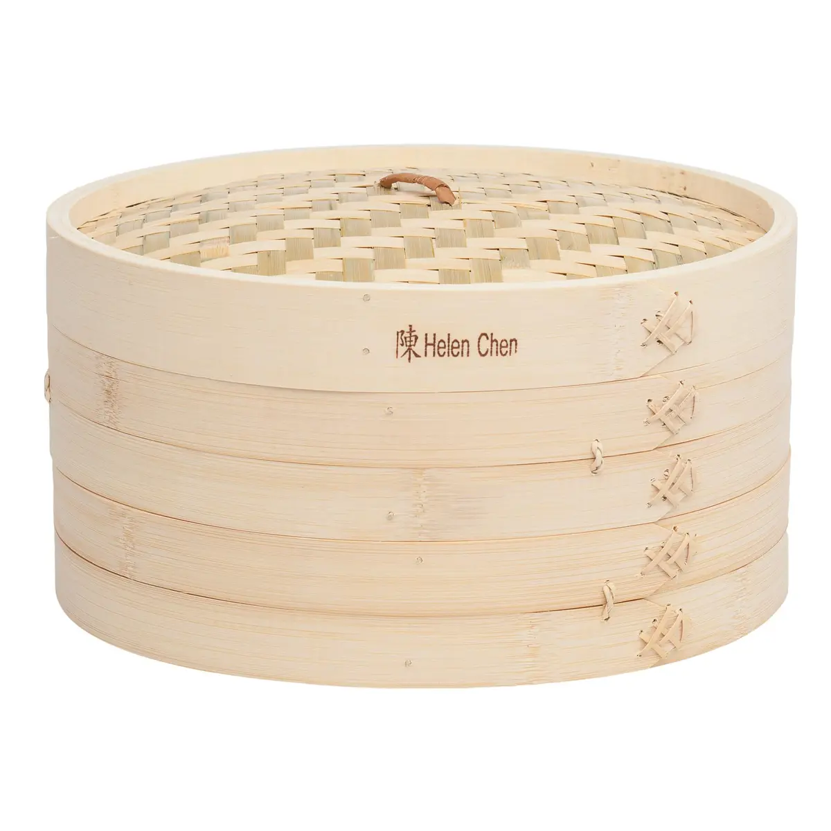 Helen's Asian Kitchen 12-Inch Bamboo Food Steamer with Lid | Natural Bamboo Steamer Basket for Dumplings, Dim Sum, Veggies, Fish, Meat - main product image