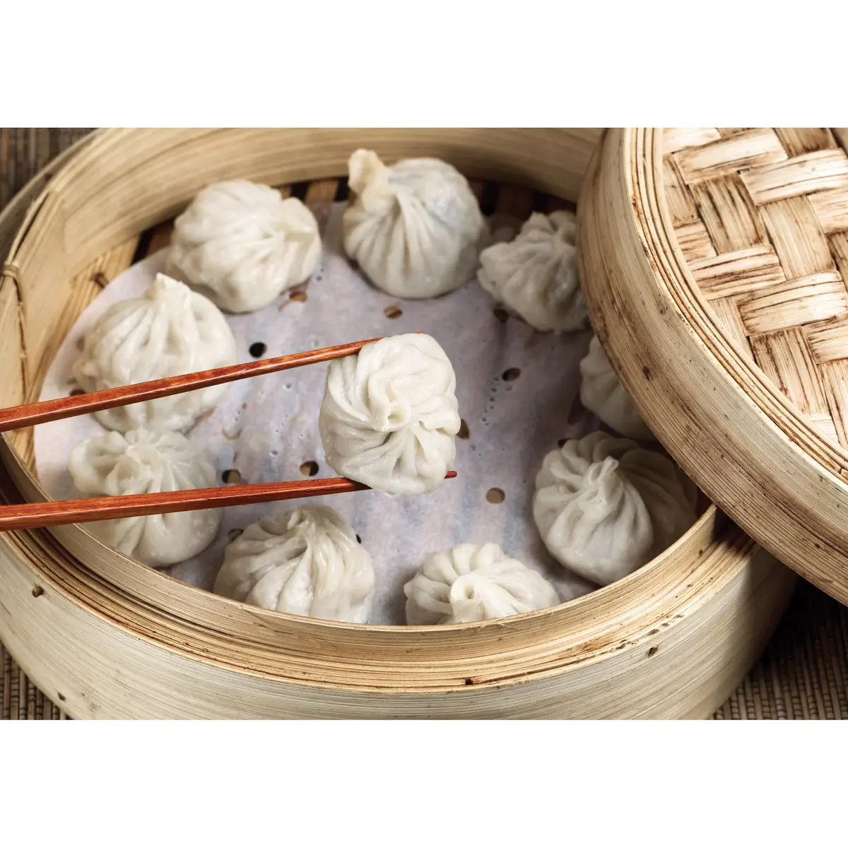 Helen's Asian Kitchen 12-Inch Bamboo Food Steamer with Lid | Natural Bamboo Steamer Basket for Dumplings, Dim Sum, Veggies, Fish, Meat - view 7