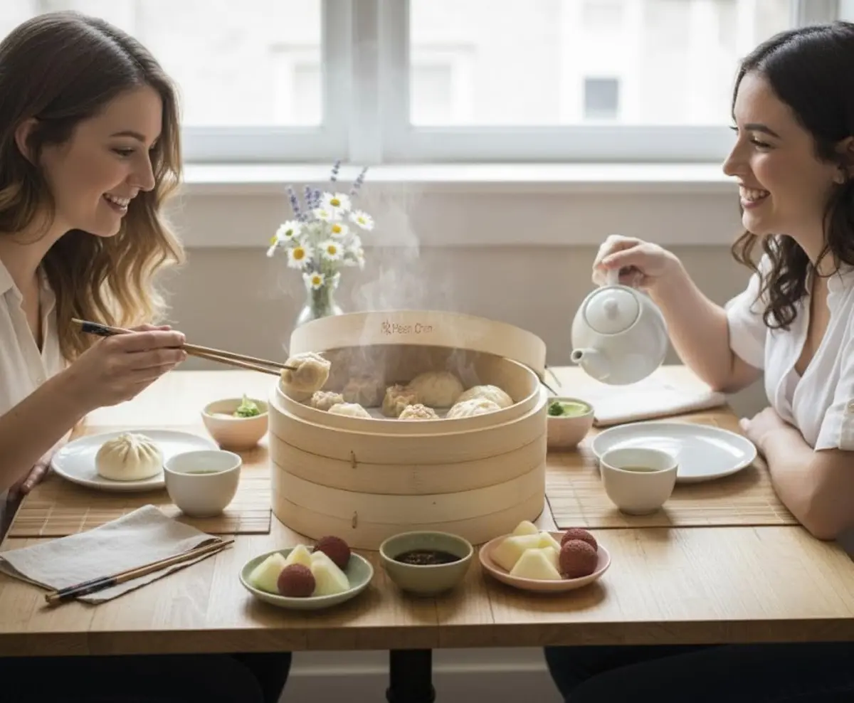 Helen's Asian Kitchen 12-Inch Bamboo Food Steamer with Lid | Natural Bamboo Steamer Basket for Dumplings, Dim Sum, Veggies, Fish, Meat - view 2