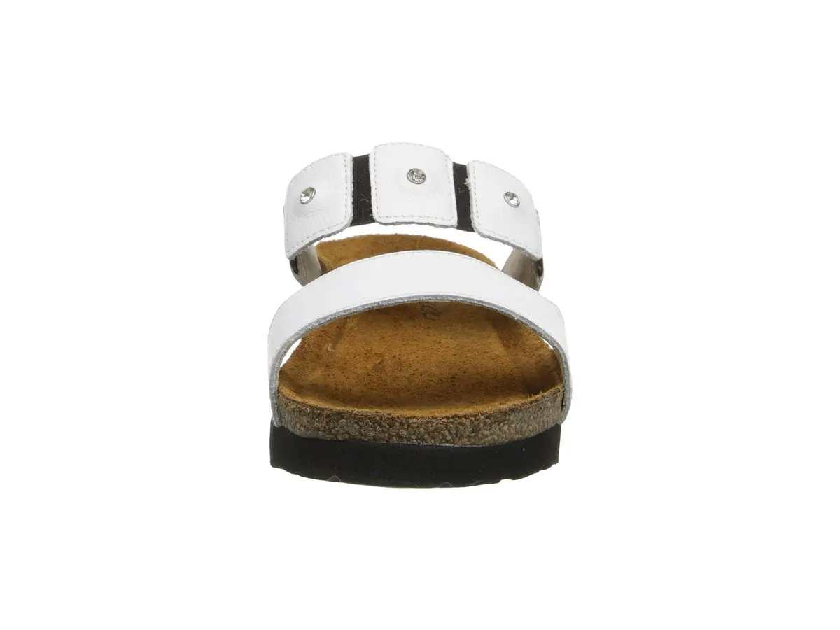 NAOT Ashley Wedge Sandal, White Leather, 40 EU/8.5-9 M US | Feminine slip-on with rhinestone accents - view 3