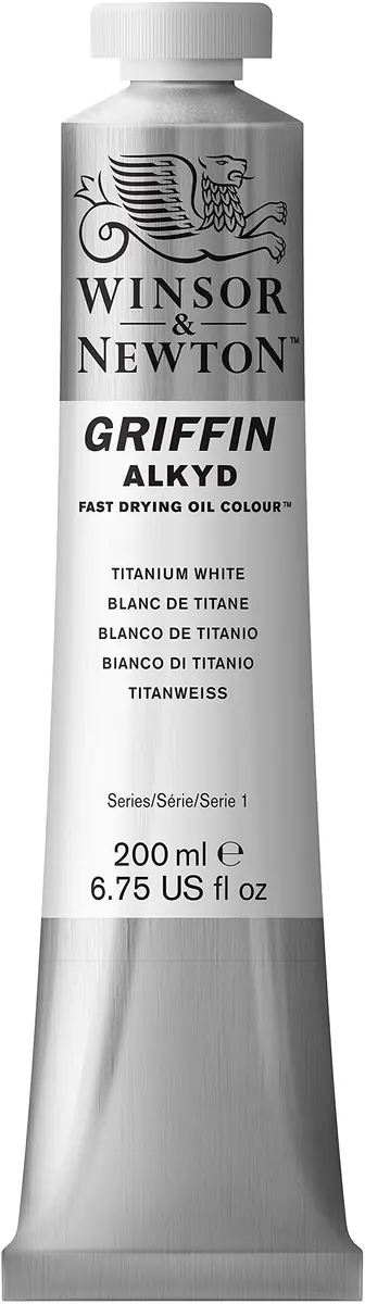 Winsor & Newton Griffin Alkyd Fast Drying Oil Paint, 200ml, Titanium White | Quick Dry Oil Color for Artists - main product image