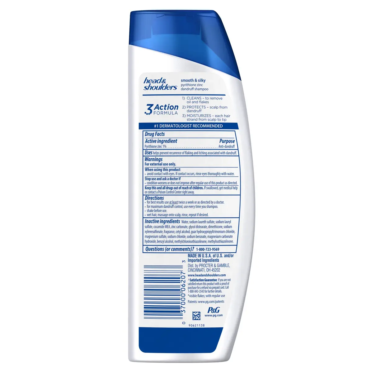 Head & Shoulders Smooth & Silky Anti-Dandruff Shampoo 399ml (13.5 Fl Oz) | 24-Hour Frizz Control - view 2