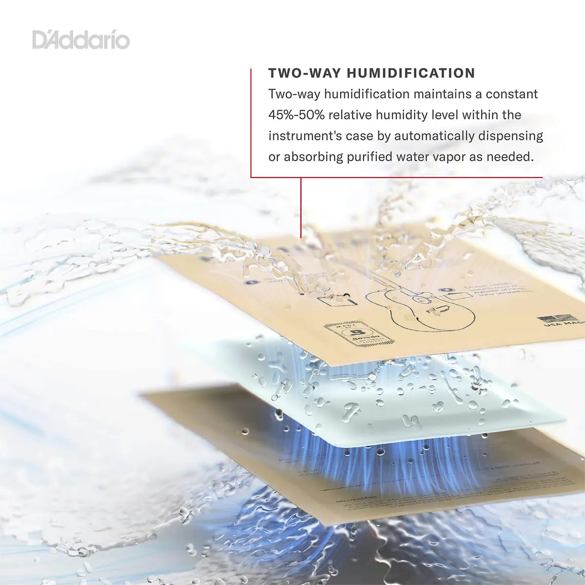 D'Addario Humidipak Guitar Humidity Control Kit, Maintain Case System | 2-Pack, 45-50% RH - view 2