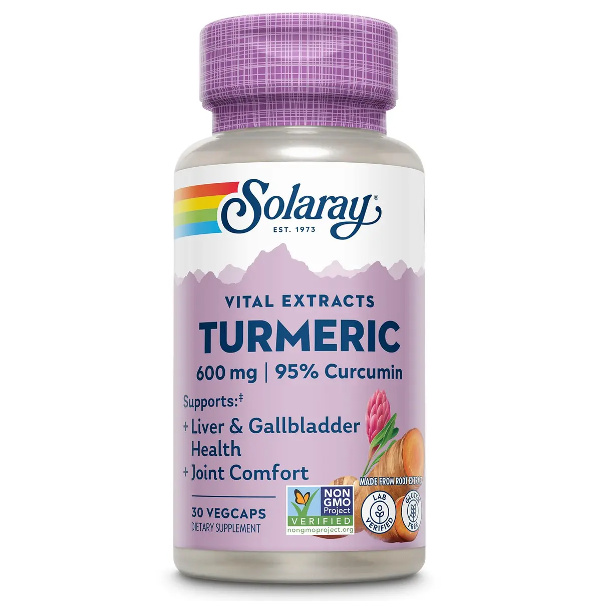 SOLARAY Turmeric Root Extract 600mg | 60 VegCaps (30 CT) | Supports Joints & Liver - main product image