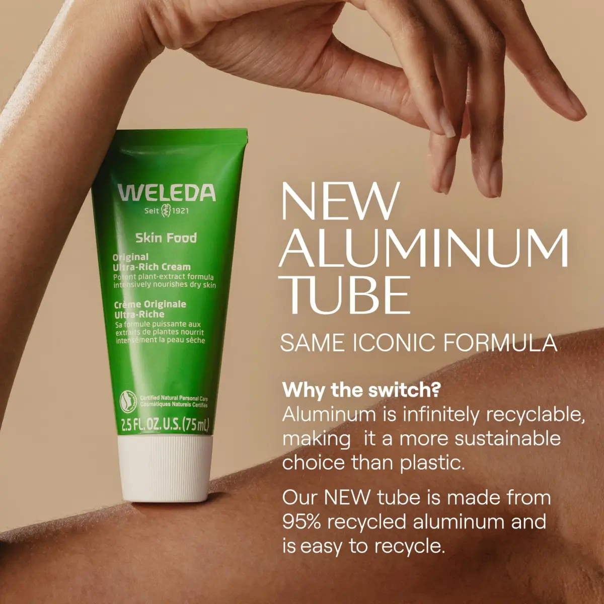 Weleda Skin Food Original Ultra-Rich Body Cream 75ml (2.5 Fl Oz) | NATRUE Certified Natural Hydration - view 3