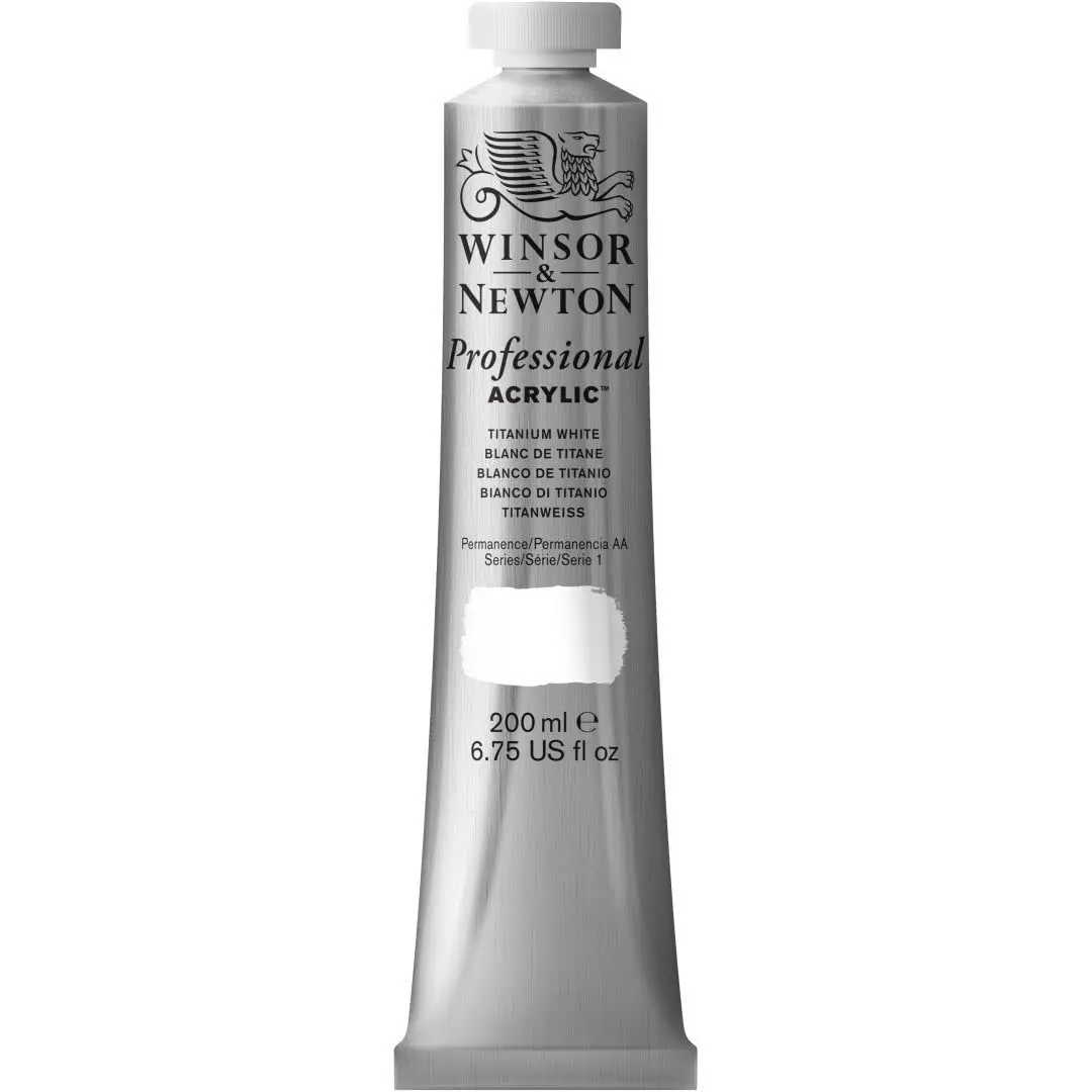 Winsor & Newton Professional Acrylic Paint Titanium White 200ml (6.75 Fl Oz) | ASTM D4236 Certified - main product image