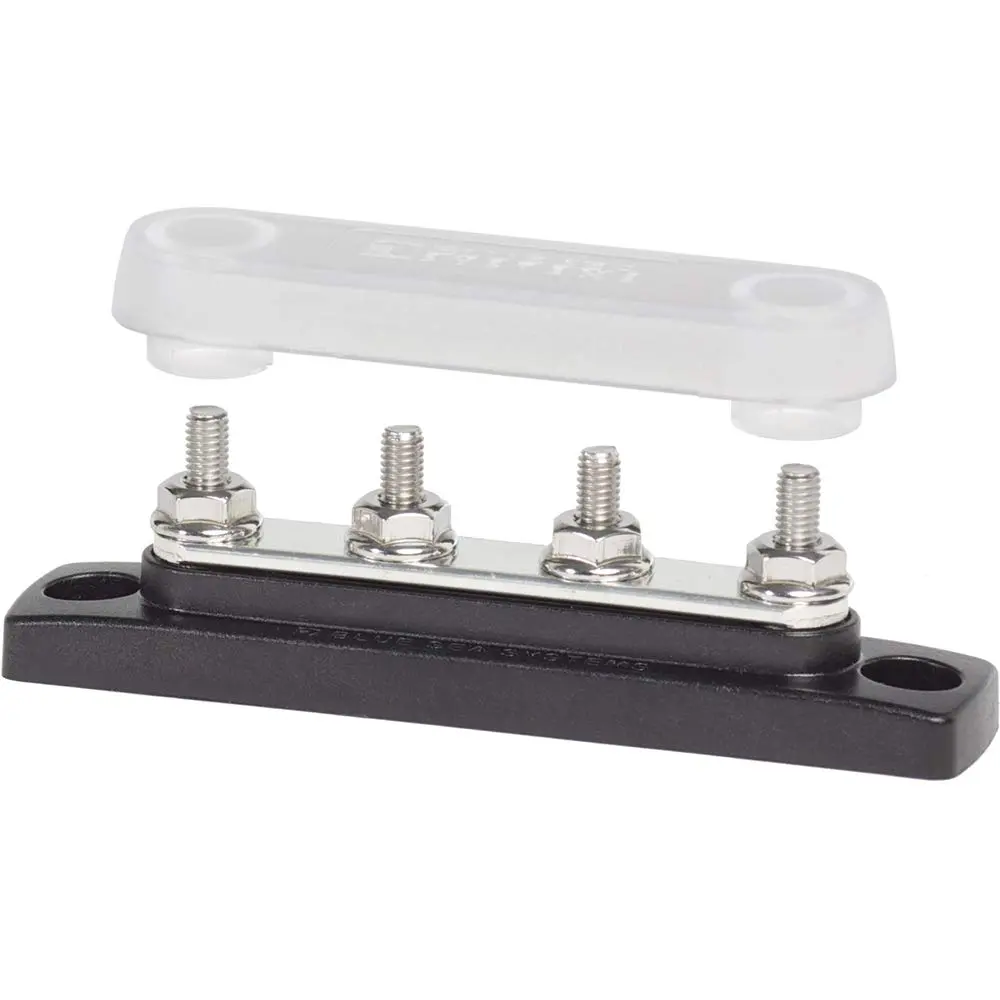 Blue Sea Systems 2315 100 Amp Mini BusBar with 4 studs and a cover | Max 300V AC/48V DC, 100A rating, Copper & Polycarbonate - main product image