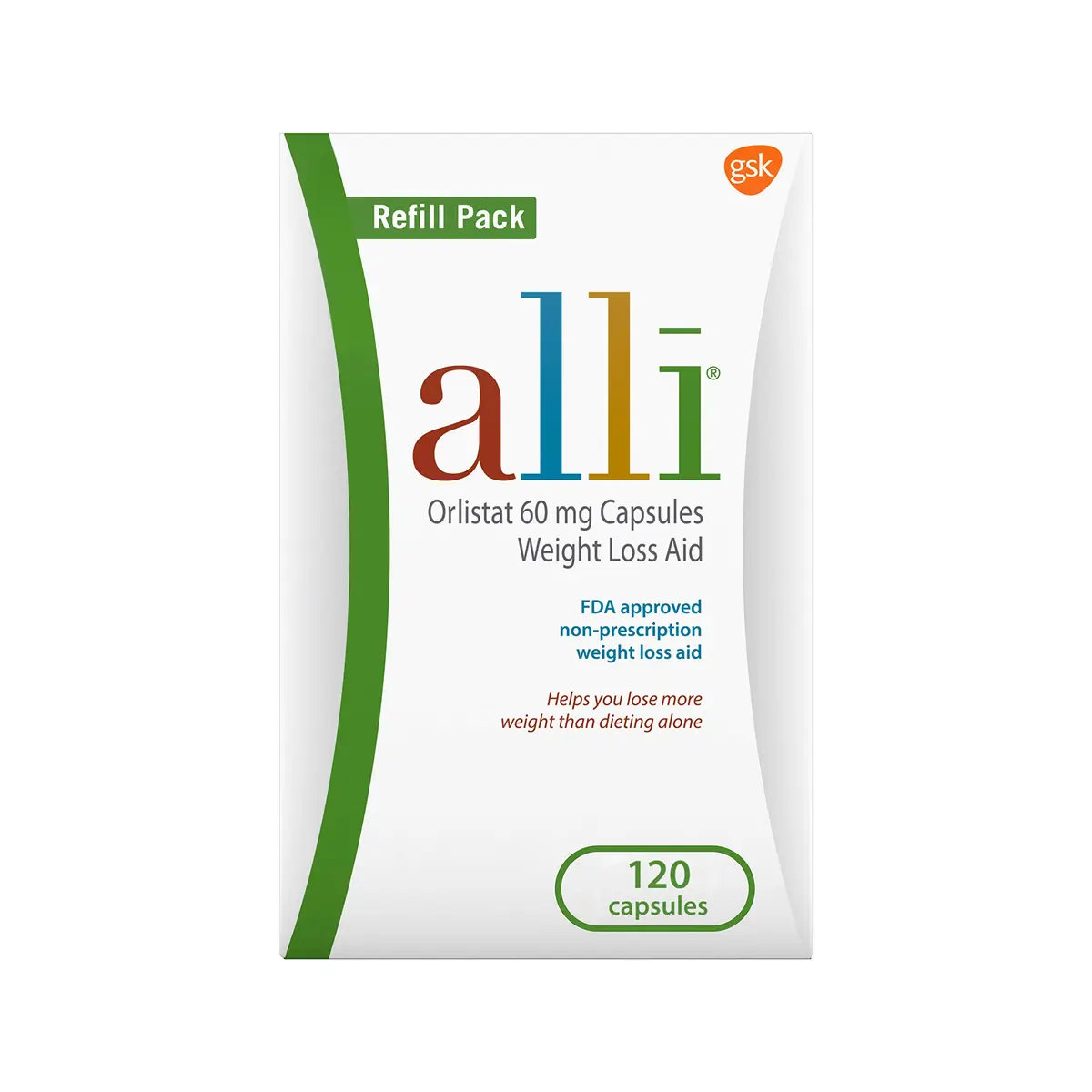 alli Weight Loss Diet Pills, Orlistat 60 mg Capsules | Non-Prescription Fat Blocker, 120 Count - main product image