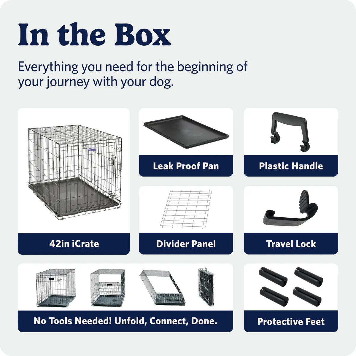 MidWest 42-Inch Single Door iCrate for Large Breeds 71-90 lbs | Durable Metal Wire Dog Crate with Divider & Leak-Proof Tray - view 7