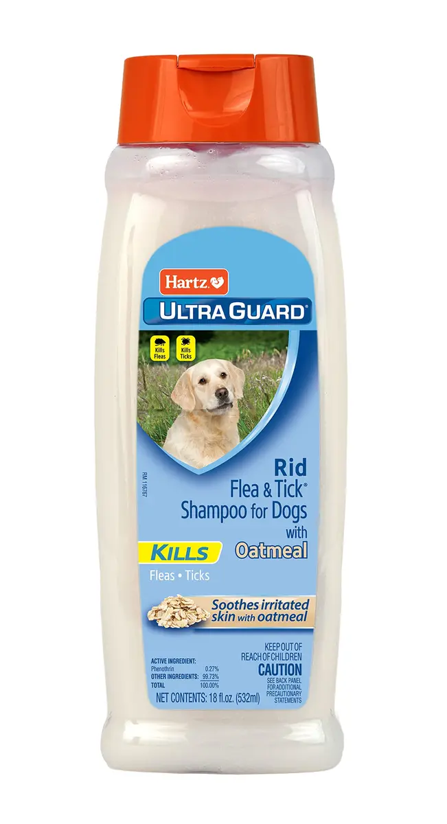 Hartz UltraGuard Rid Flea & Tick Oatmeal Dog Shampoo, 18 fl oz | Flea & tick relief with soothing oatmeal for dogs 6 months+ - main product image