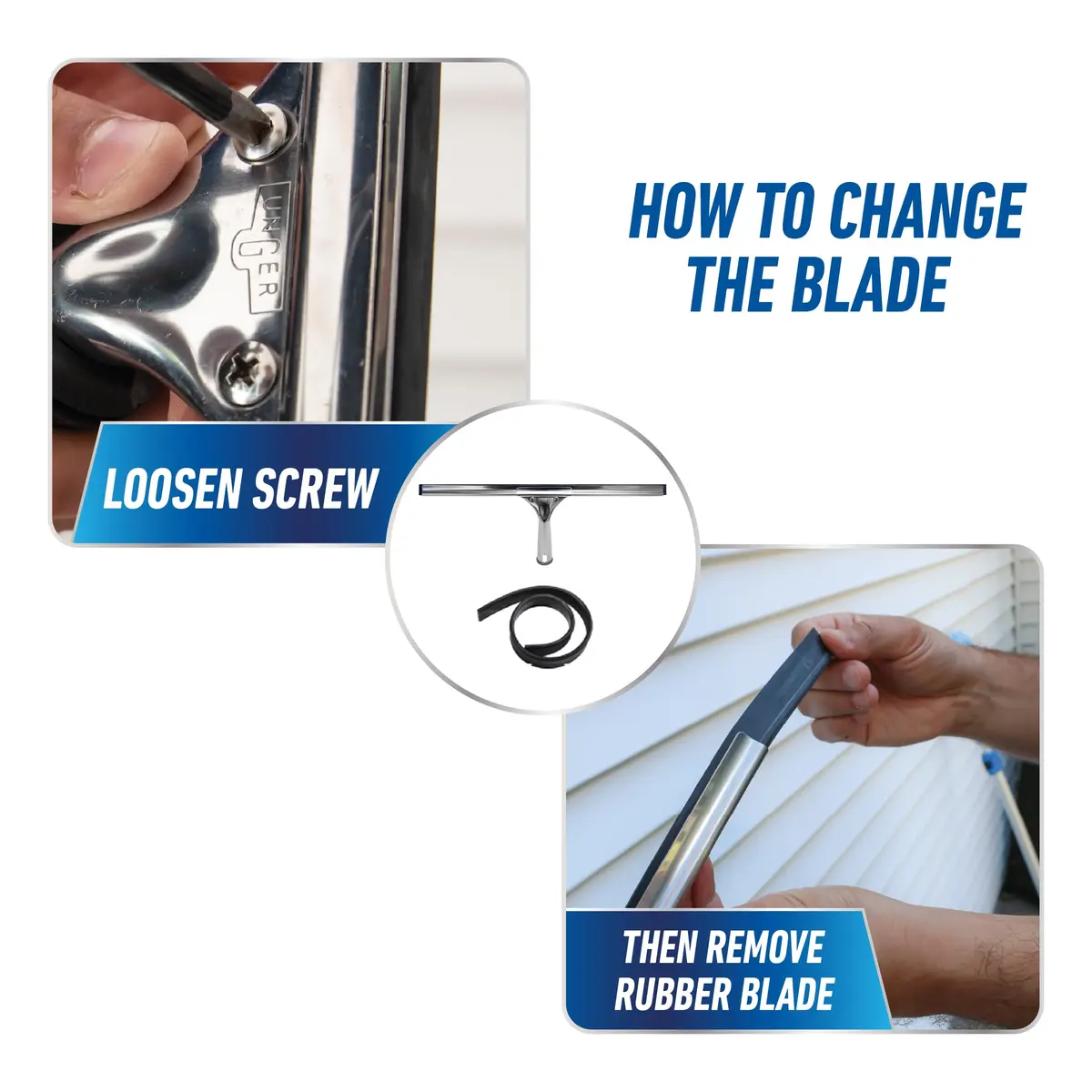 Unger Professional 16-inch Stainless Steel Window Squeegee with Rubber Blade | Streak-Free Cleaning for Homes and Offices - view 5