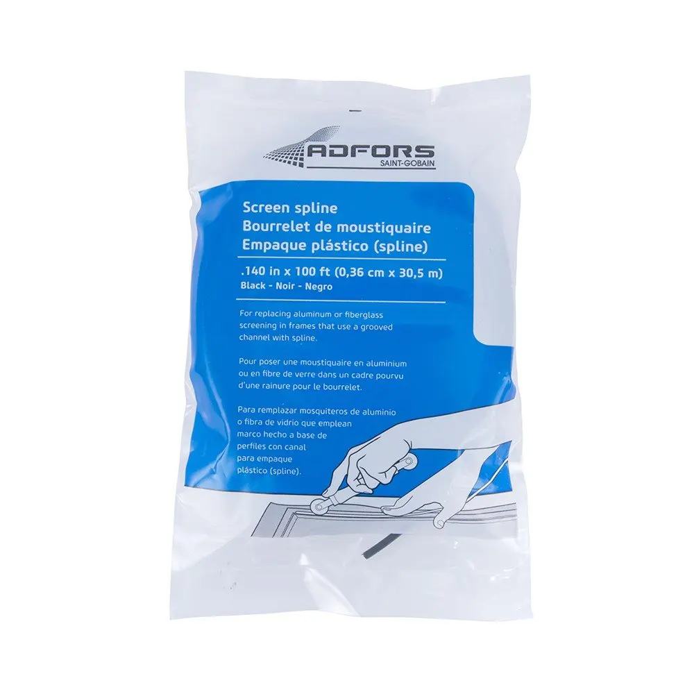 ADFORS Black Spline 3.56mm (0.140 inches) x 30.48m (100 feet) | Durable Window and Door Screen Spline for Repair - view 3