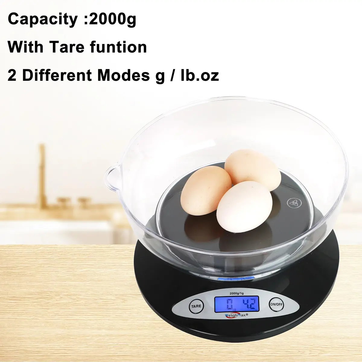 Weighmax Electronic Kitchen Scale - Weighmax 2810-2KG black | Precise 1g/0.1oz Weighing for Home & Kitchen - view 5