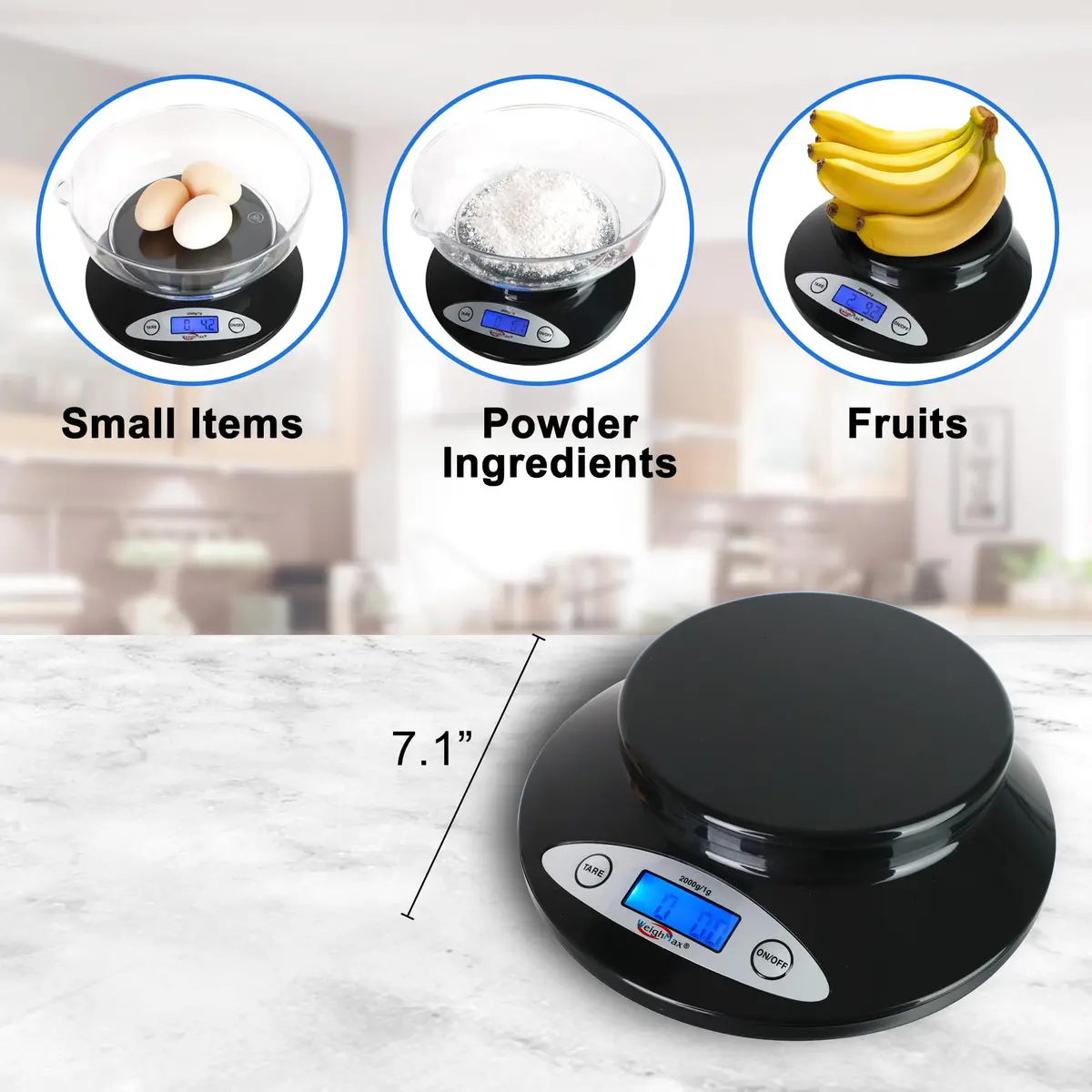 Weighmax Electronic Kitchen Scale - Weighmax 2810-2KG black | Precise 1g/0.1oz Weighing for Home & Kitchen - view 4
