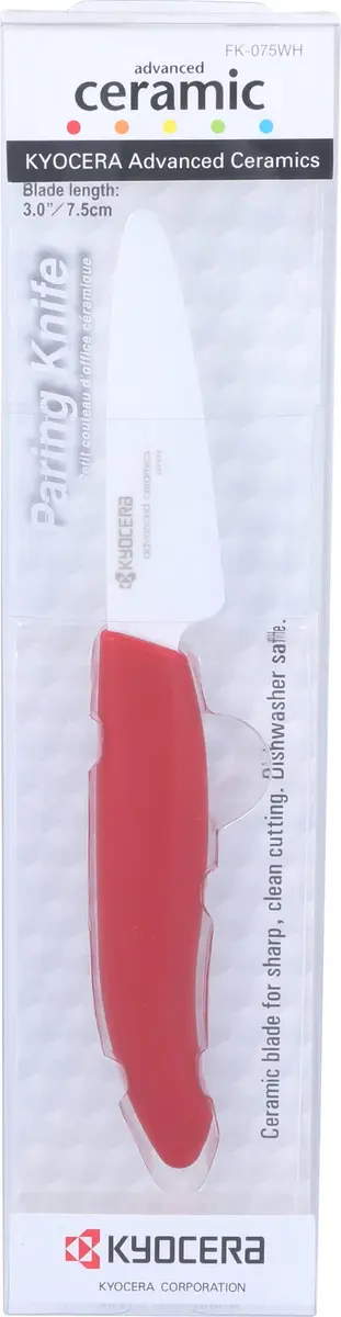 KYOCERA Revolution 3-inch Paring Ceramic Knife, Red Handle, White Blade | Ultra-Sharp, Long-Lasting Precision (70-120 chars) - main product image