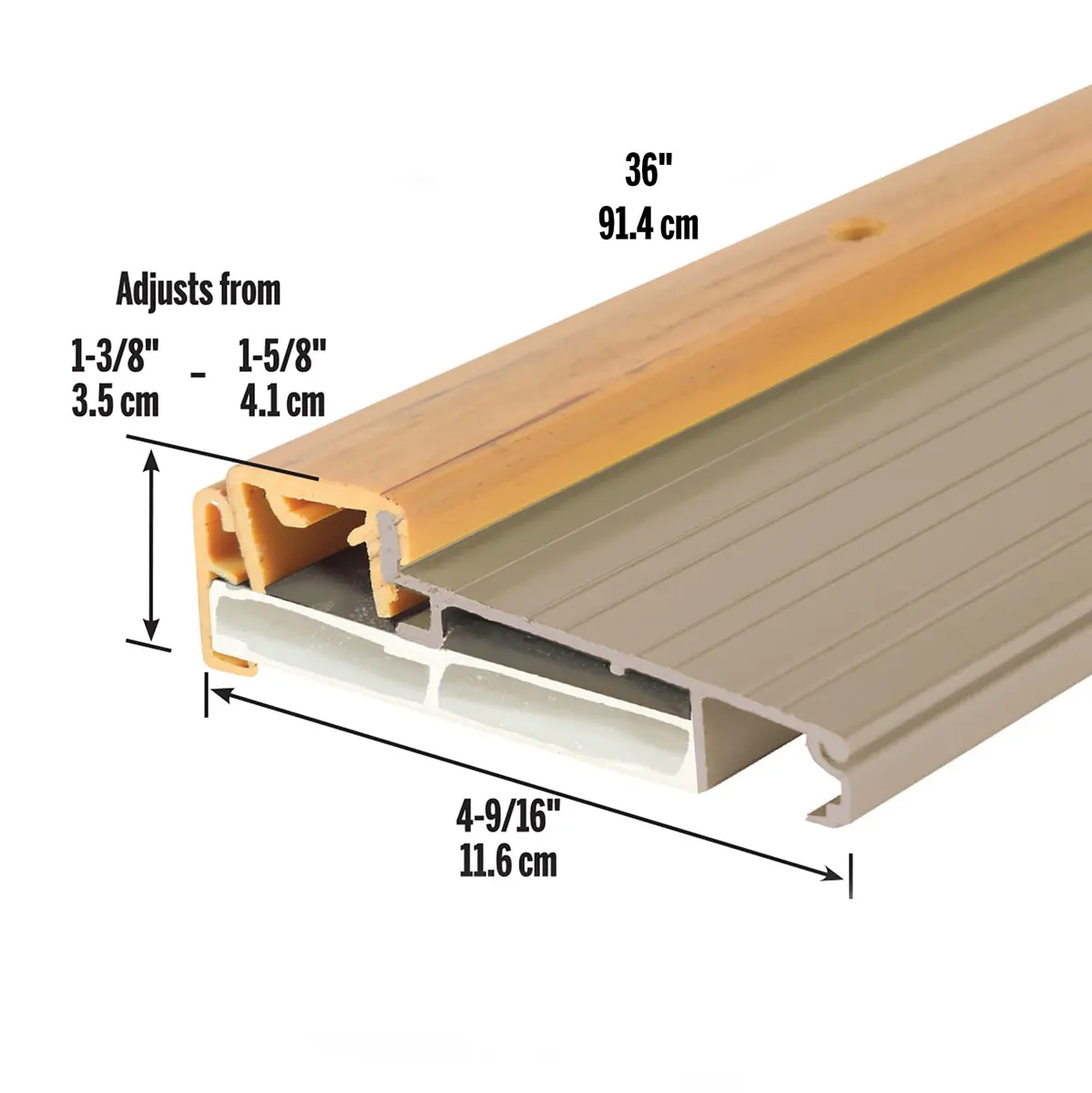 M-D Building Aluminum Thermal Break Threshold, Satin Nickel, 36in | Insulates & Seals Cold, Drafts, Dust - view 2
