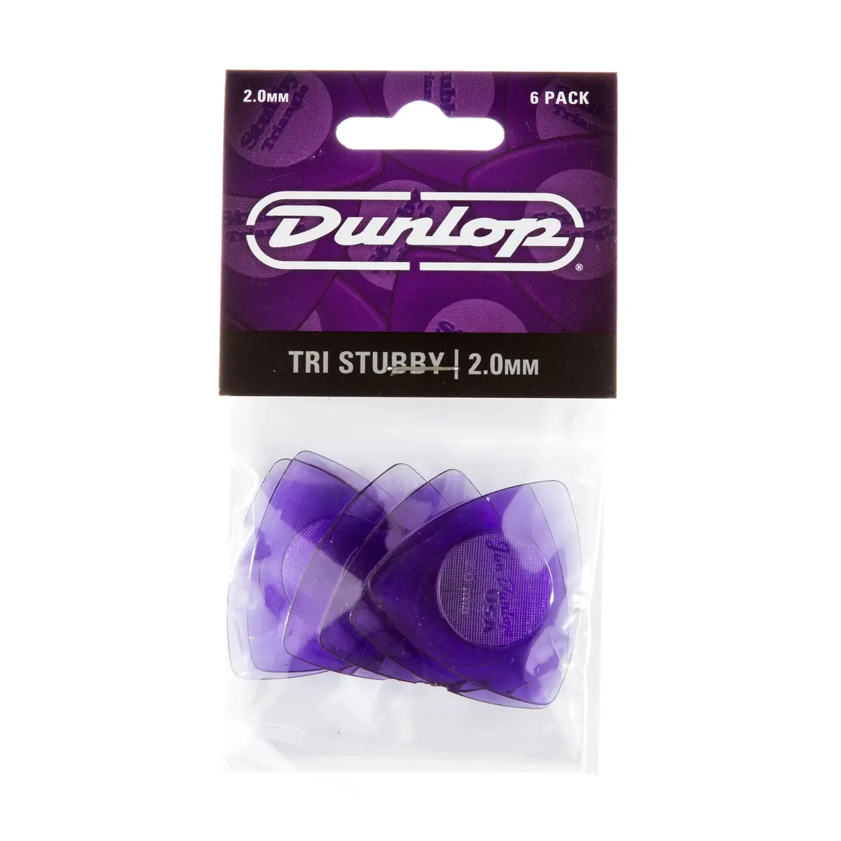 Jim Dunlop Tri Stubby Guitar Picks 2.0mm | Bright, Contoured Lexan Picks (6 Pack) - view 4