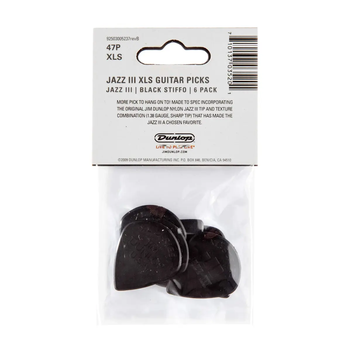 Jim Dunlop Jazz III XL Stiffo Guitar Picks 1.38mm - 6 Pack | Precision Tone & Grip - view 5