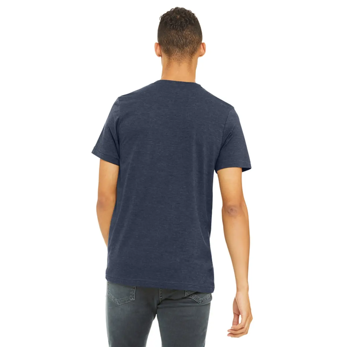 Bella + Canvas Unisex Jersey Short Sleeve Tee, Heather Navy, Large | Comfortable, Athletic Fit for Indian Climate - view 2