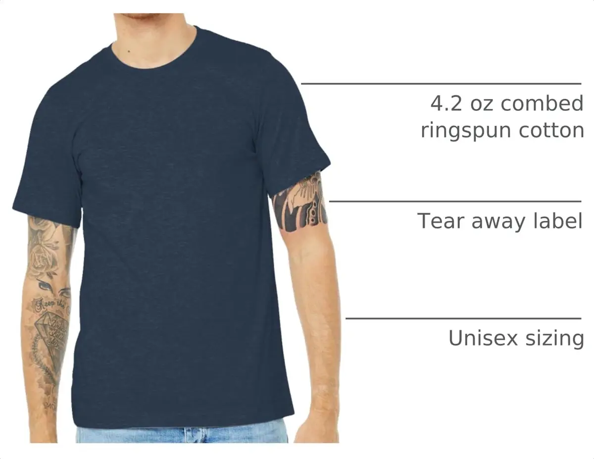 Bella + Canvas Unisex Jersey Short Sleeve Tee, Heather Navy, Large | Comfortable, Athletic Fit for Indian Climate - view 3