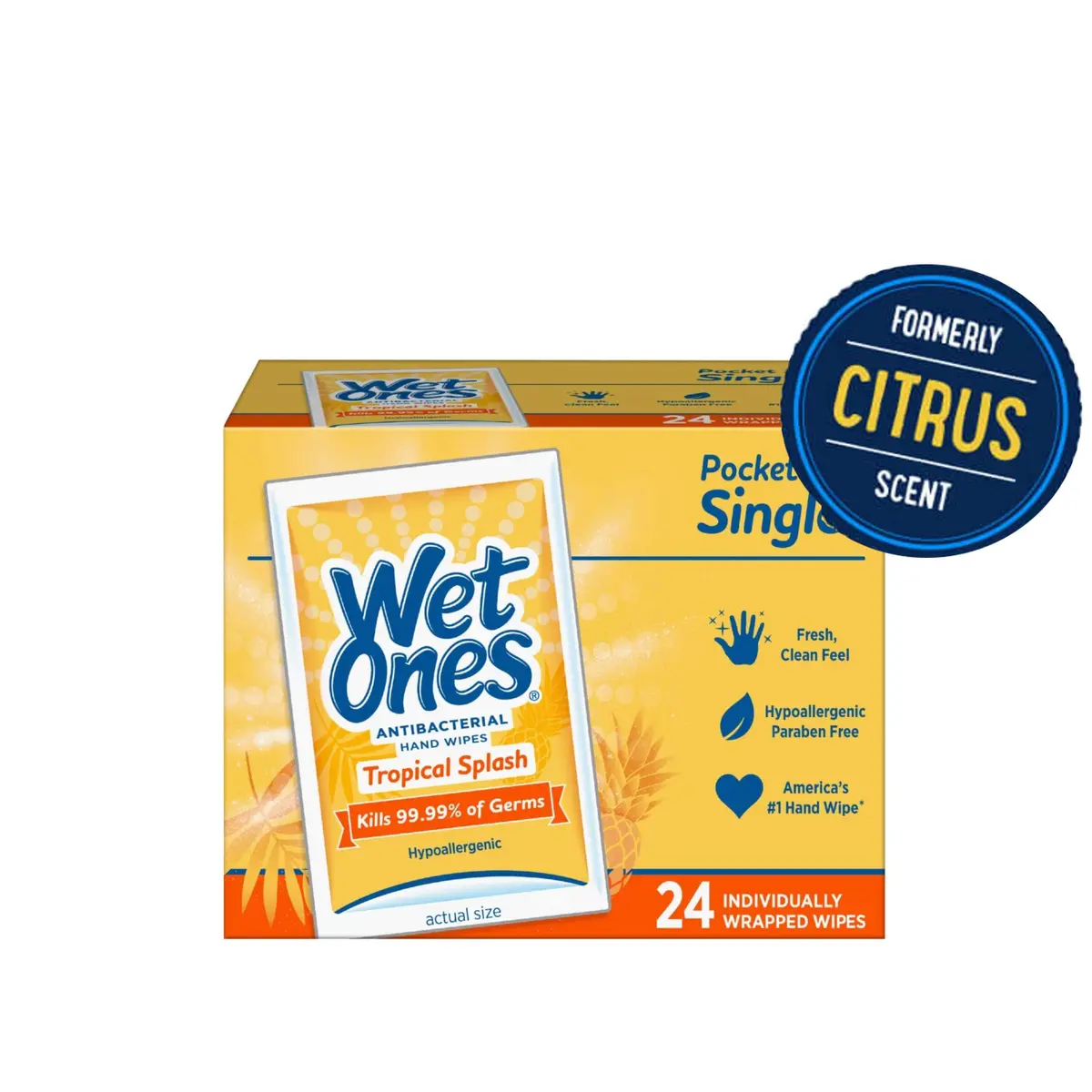Wet Ones Antibacterial Hand Wipes Citrus Scent Singles 24 ct | Kills 99.99% of Germs - view 5