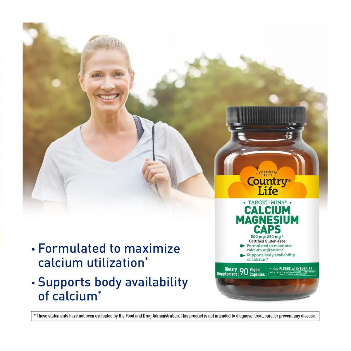 Country Life Target-Mins Calcium Magnesium Complex 90 Capsules | Supports Bone & Muscle Health - view 2