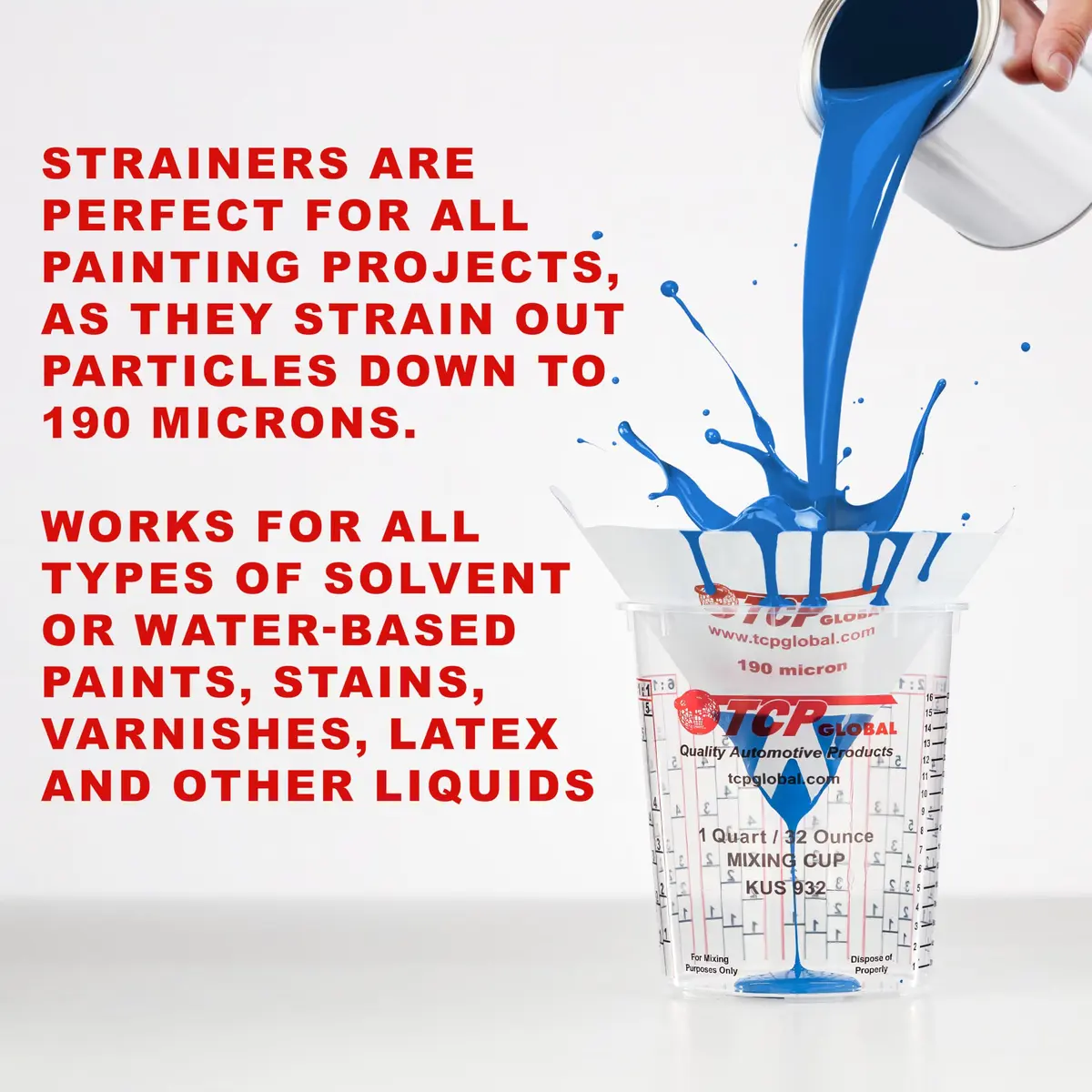 TCP Global 190 Micron Filter Tips Ultra-Fine Paint Strainer (50 Pack) | Superior Filtration for All Paint Types - view 4