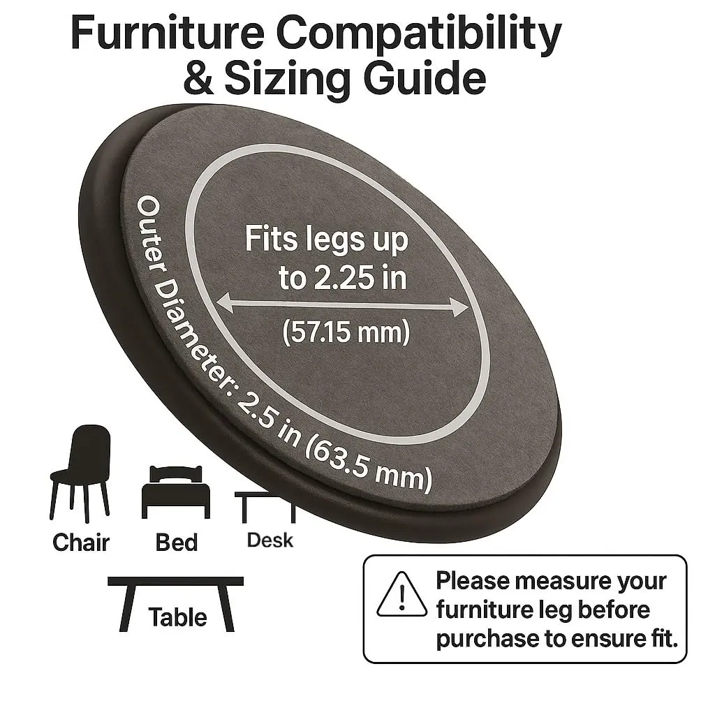 SOFTTOUCH 2-1/2" Round Reusable Carpet Bottom Furniture Caster Cups, 4-Pack, Brown | Protects Floors from Scratches & Noise - view 7