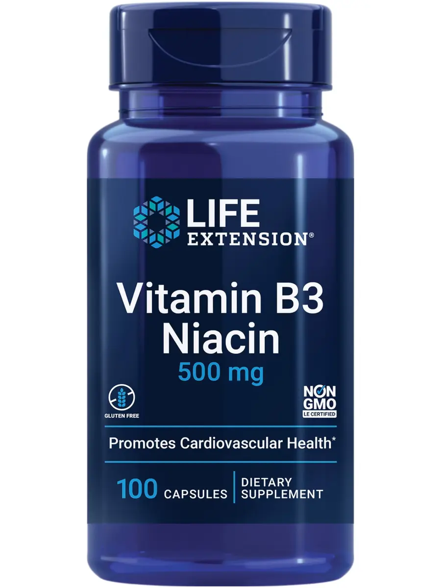 Life Extension Vitamin B3 Niacin 100 Capsules | Supports Heart & Metabolism, Gluten-Free - main product image
