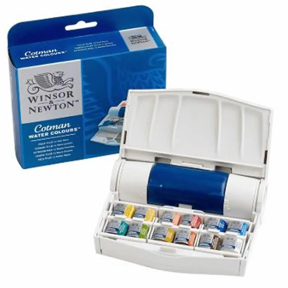 Winsor & Newton Cotman Watercolor Paint Set 12 Half Pan Field Travel Set | Artist Grade Watercolors for Outdoor Sketching - main product image