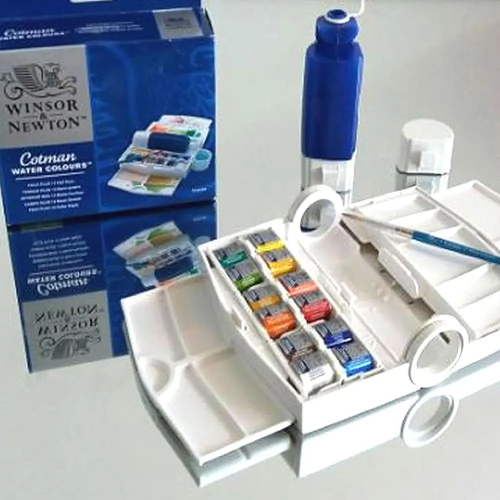 Winsor & Newton Cotman Watercolor Paint Set 12 Half Pan Field Travel Set | Artist Grade Watercolors for Outdoor Sketching - view 2