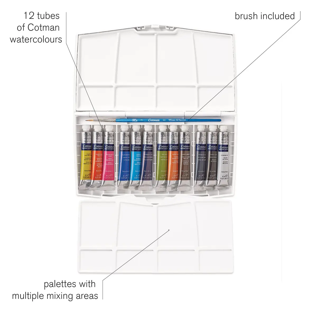 Winsor & Newton Cotman Watercolor Paint Set, 12 x 8ml Tube Travel Set | Professional Grade Paint with Excellent Tinting Strength - view 5
