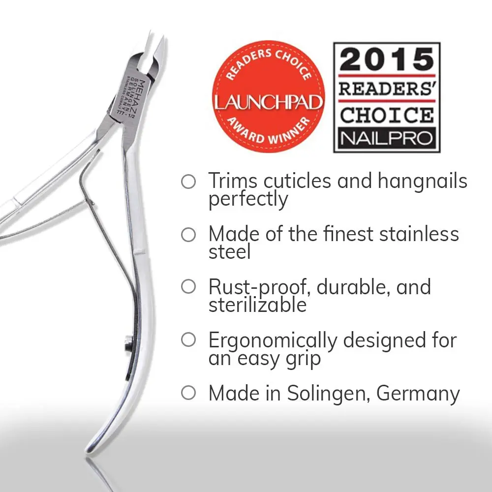 Mehaz Cuticle Nipper 777 1/2 Jaw Stainless Steel Cobalt 4" Handle | Precise Nail Trimming Tool - view 4