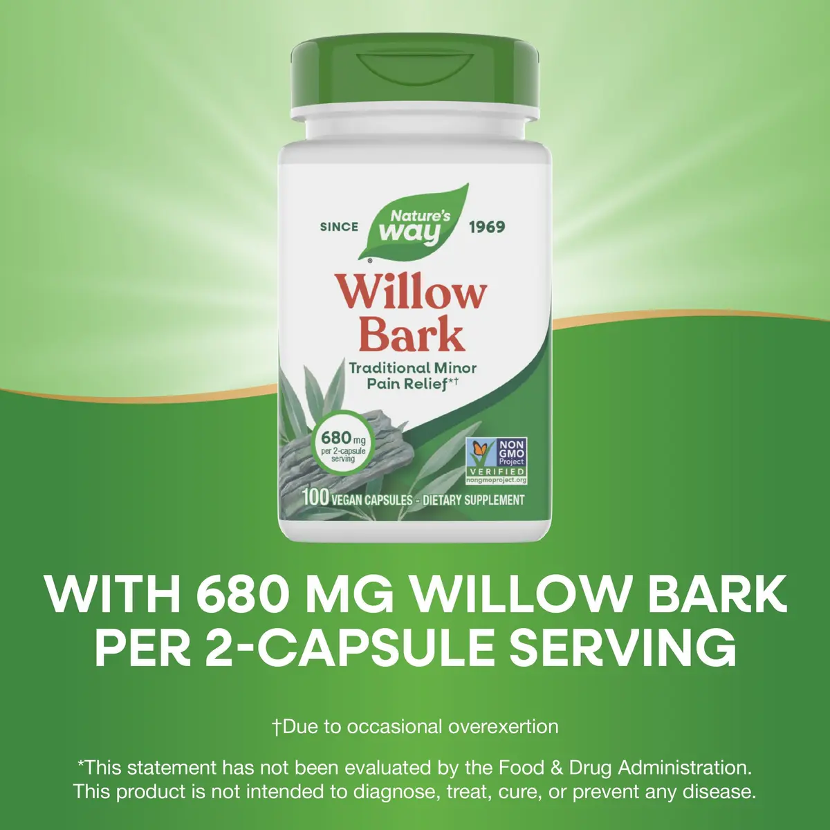 Nature's Way Willow Bark 680 mg Vegan Capsules | Traditional Minor Pain Relief Supplement 100 Count - view 4