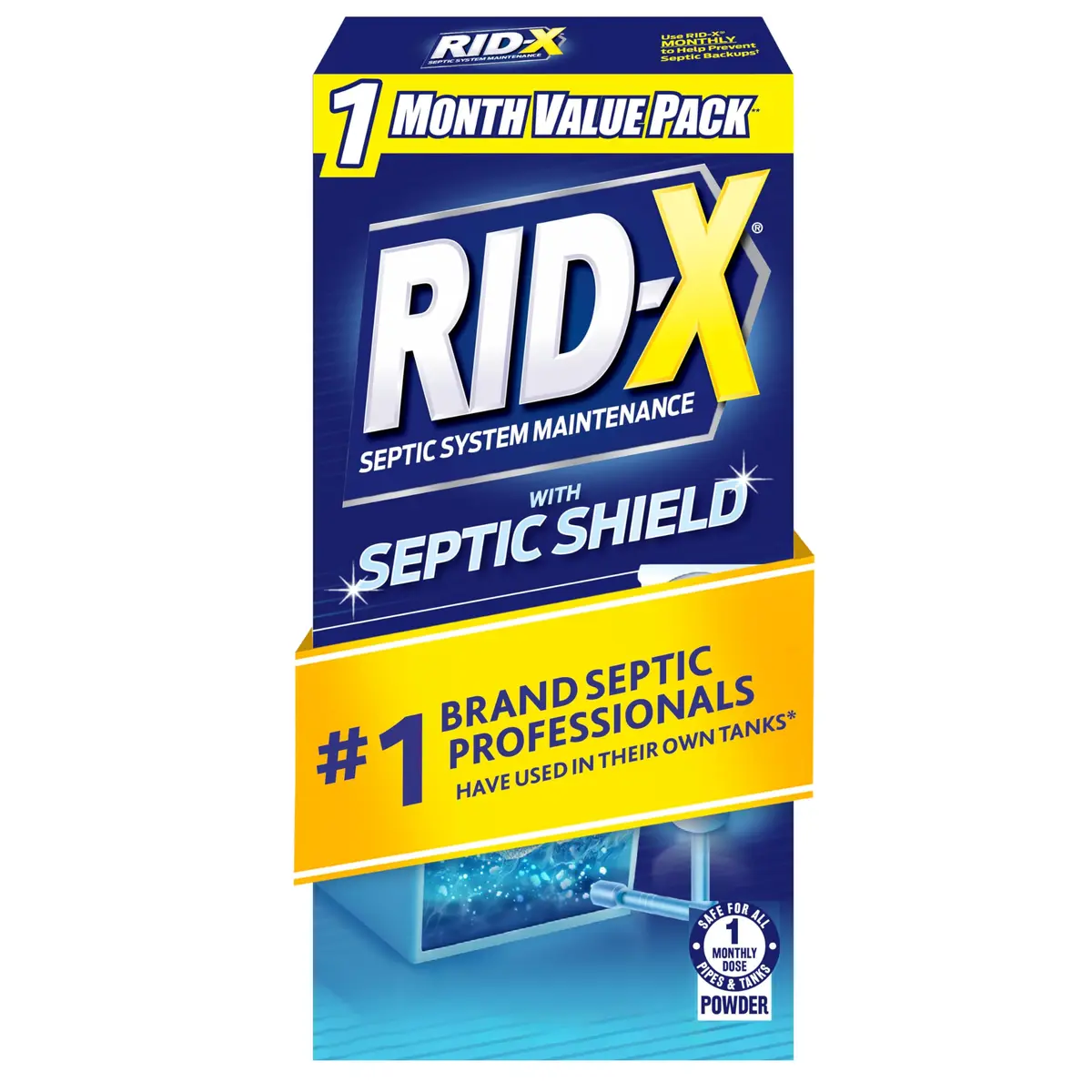 Rid-X Septic Tank Treatment Powder 9.8 oz (278 g) | Prevents Septic Backups with Natural Bacteria & Enzymes - main product image