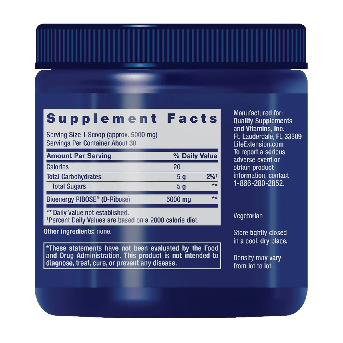 Life Extension D-Ribose Powder 150 Grams | Cellular Energy Support - view 2