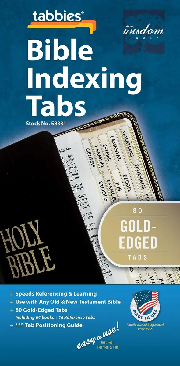 tabbies Gold-Edged Bible Indexing Tabs, Old & New Testament, 80 Tabs | Durable, Self-Adhesive, Classic Gold Finish - view 3