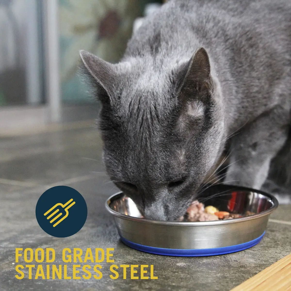 Our Pets DuraPet Stainless Steel Non-Slip Cat Bowl 1 Cup (5.3" x 5.3" x 1.1") | Whisker-Friendly & Dishwasher Safe - view 4