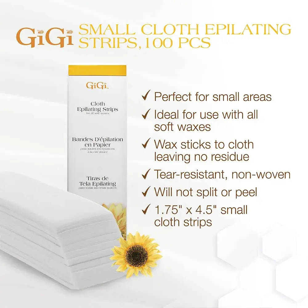 Gigi Cloth Epilating Wax Strips for Face & Bikini Line, 100 Count | Non-Woven Hair Removal Strips - view 2